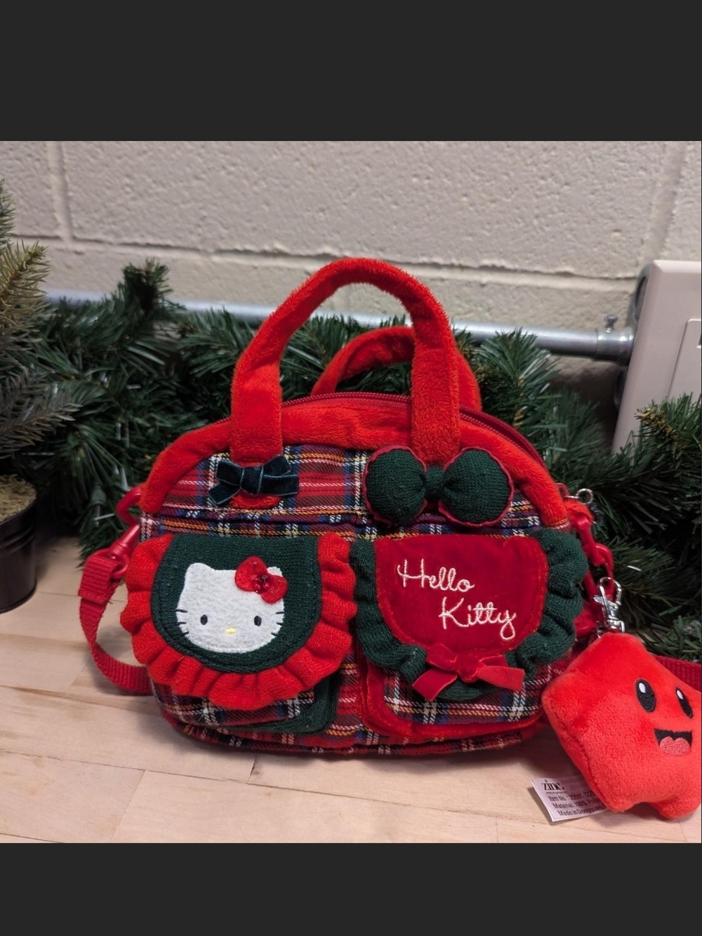 Hello Kitty Red Plaid Purse Bag Handbag
